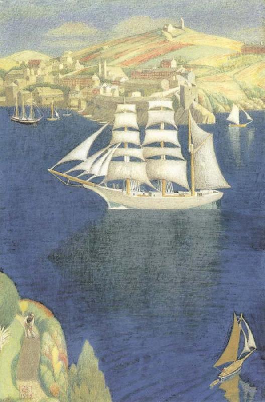 Joseph E.Southall The White Barque at Fowey